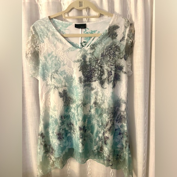 Brittany Black top with lace and embellishments. Sz M/L - Picture 2 of 6